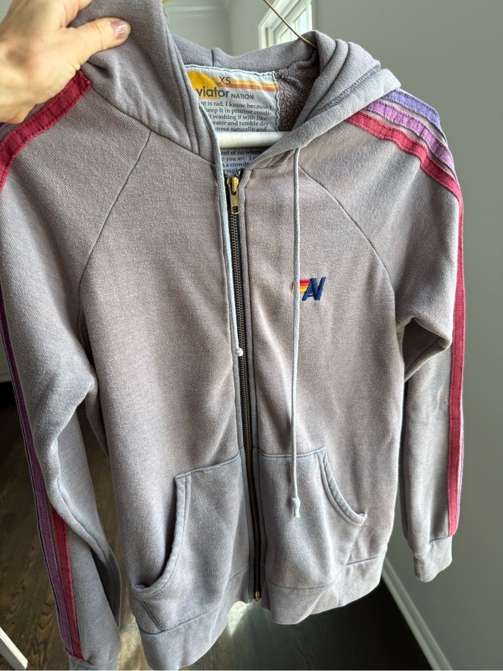 Aviator Nation Grey Zip-Up Hoodie, excellent condition